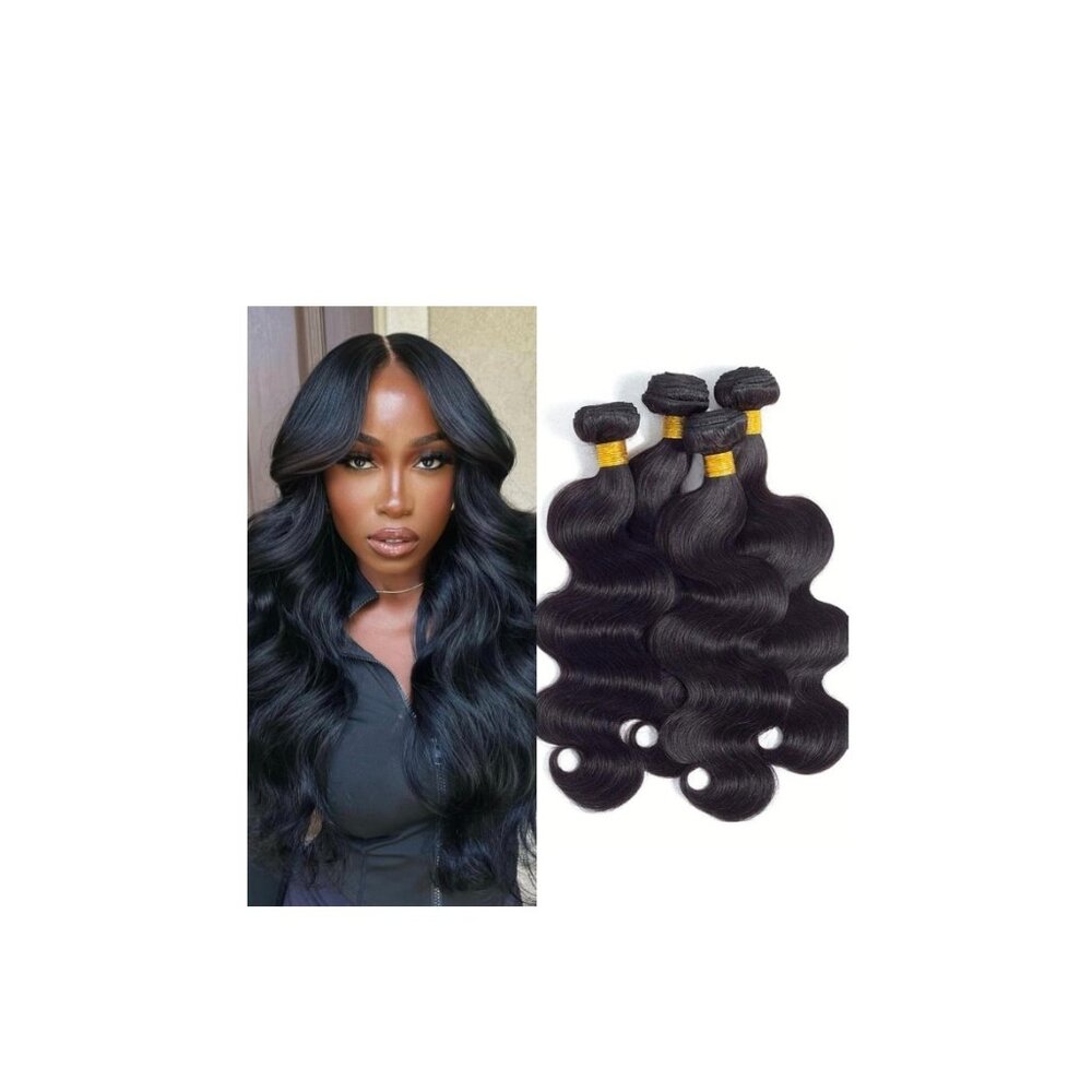 16 16 18 18 Inch Human Hair Bundles 10A Body Wave Weave Extensions Natural Black